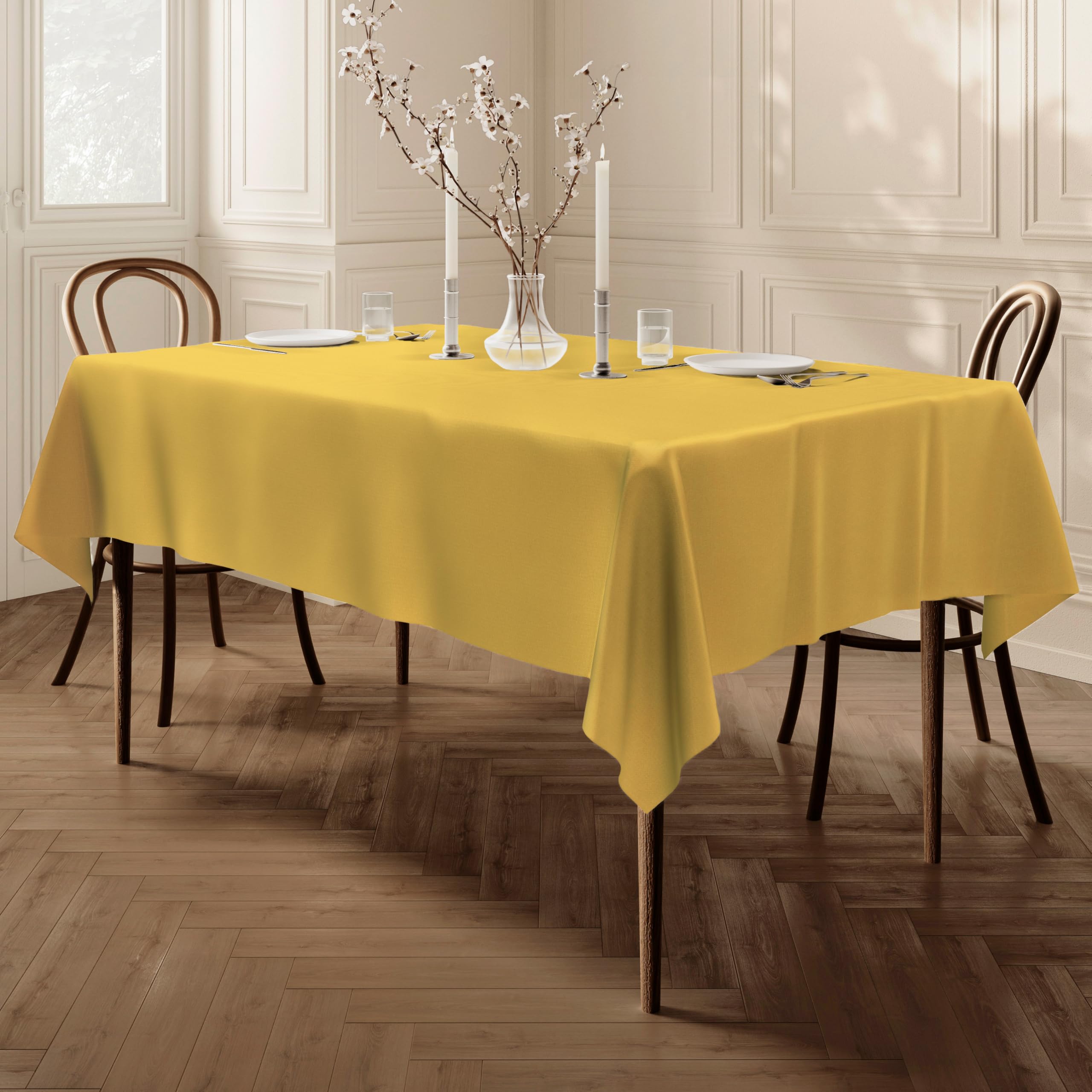 Home Direct Extra Large Rectangular Fabric Tablecloth Table Cover 150x250cm 59"x98" (Yellow)