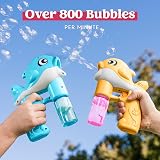 JOYIN 2 Bubble Guns Kit with 4 Solutions Blue Yellow Bubble Blaster view 2
