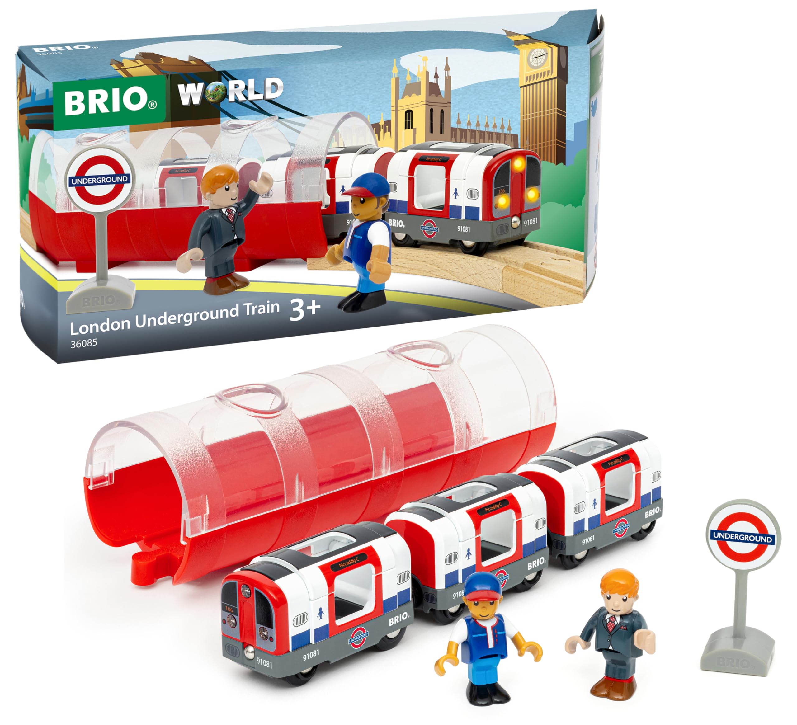 BRIO World Trains of the World London Underground Tube – Toy Train for Kids Age 3+ Years and Up – 2024 Model with Sounds, Lights & Characters