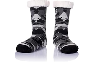 WEVIAS Men's Fleece Lined Cozy Extra Thick Slipper Socks Winter Non-Slip Fuzzy Home Sleeping Stockings