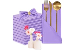 PESONLOOK 100 Pieces Satin Dinner Napkins 17 x 17 Inch Square Table Napkins Washable Soft Dinner Napkins for Wedding, Parties,Banquet,Restaurant Decoration (Lavender)