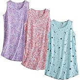 PNAEONG 3 Pack Womens Cotton Nightgown Round Neck Nightshirts Sleeveless Sleepwear Comfortable Tank Sleep Shirt, S-3XL