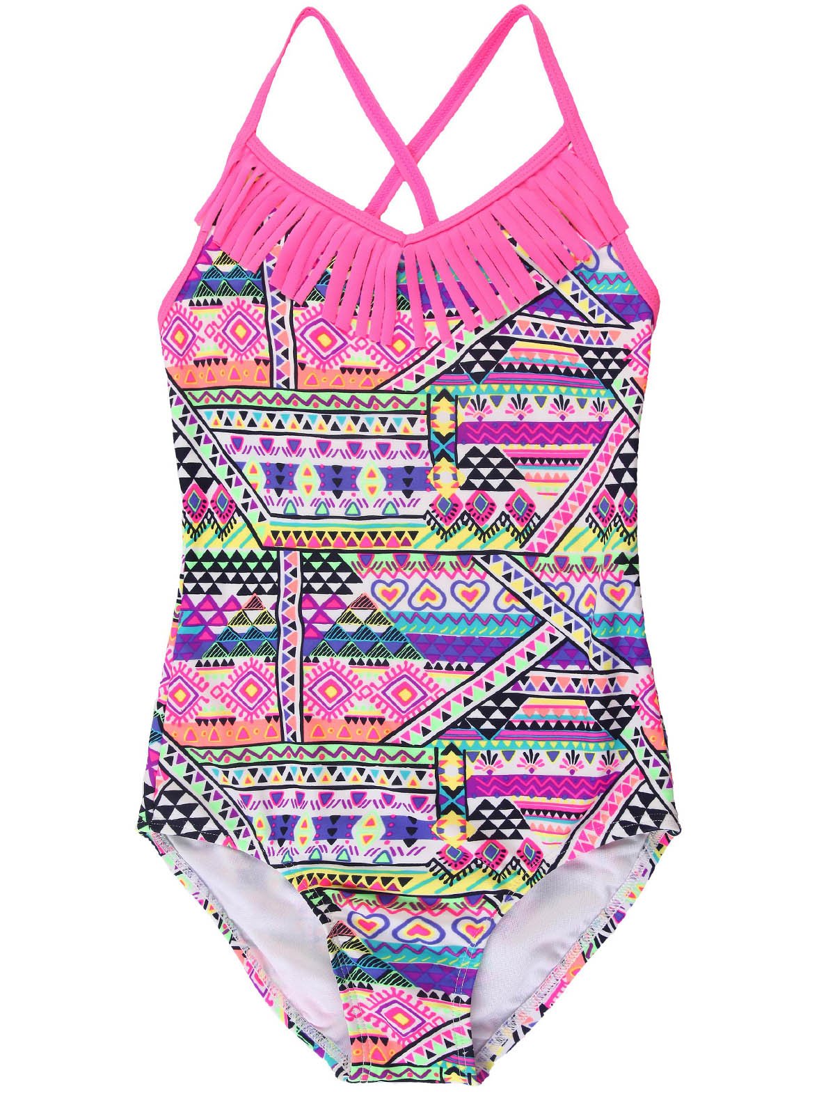 ATTRACO Little Big Girls One Piece Swimsuit Set Adjusatable Straps Bathing Suit