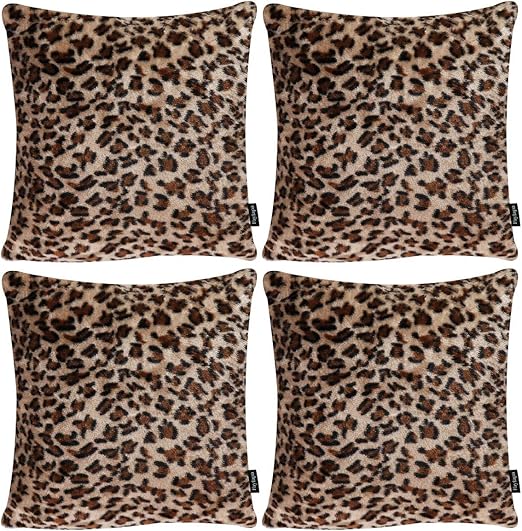 Amazon Com Faylapa 4 Pack Soft Plush Leopard Print Pillow Covers