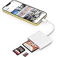 SZHAIYIJIN CF SD Card Reader for iPhone iPad, 3 in 1 Compact Flash Memory Card Reader Adapter, 3-Slot MicroSD CF SD Trail Game Digital Camera Viewer for iPhone 14/14 Pro/13/13 Pro No App Required