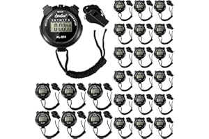 24 Pcs Stopwatch Timer with 24 Pcs Whistle, Digital Referee Watch for Coaches, Waterproof Stop Watches with Lanyard Perfect f
