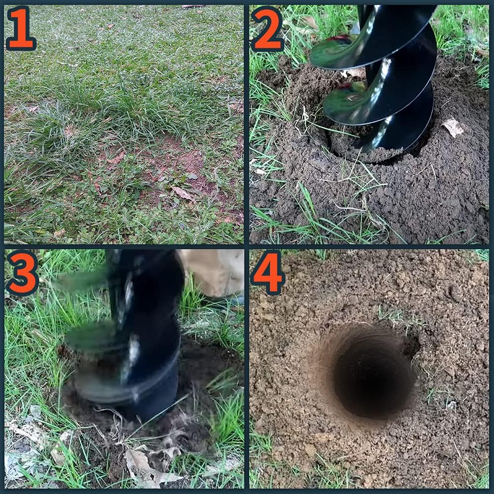 6"(D) x31"(L) Earth Auger Drill Bit for Planting Trees,Bedding,Bulbs,Seedlings,Gardening,Large Fencing Projects fit 3/4" Shaft Augers Post Hole Digger for Gasoline Earth and Ice Auger Power Heads: Home Improvement