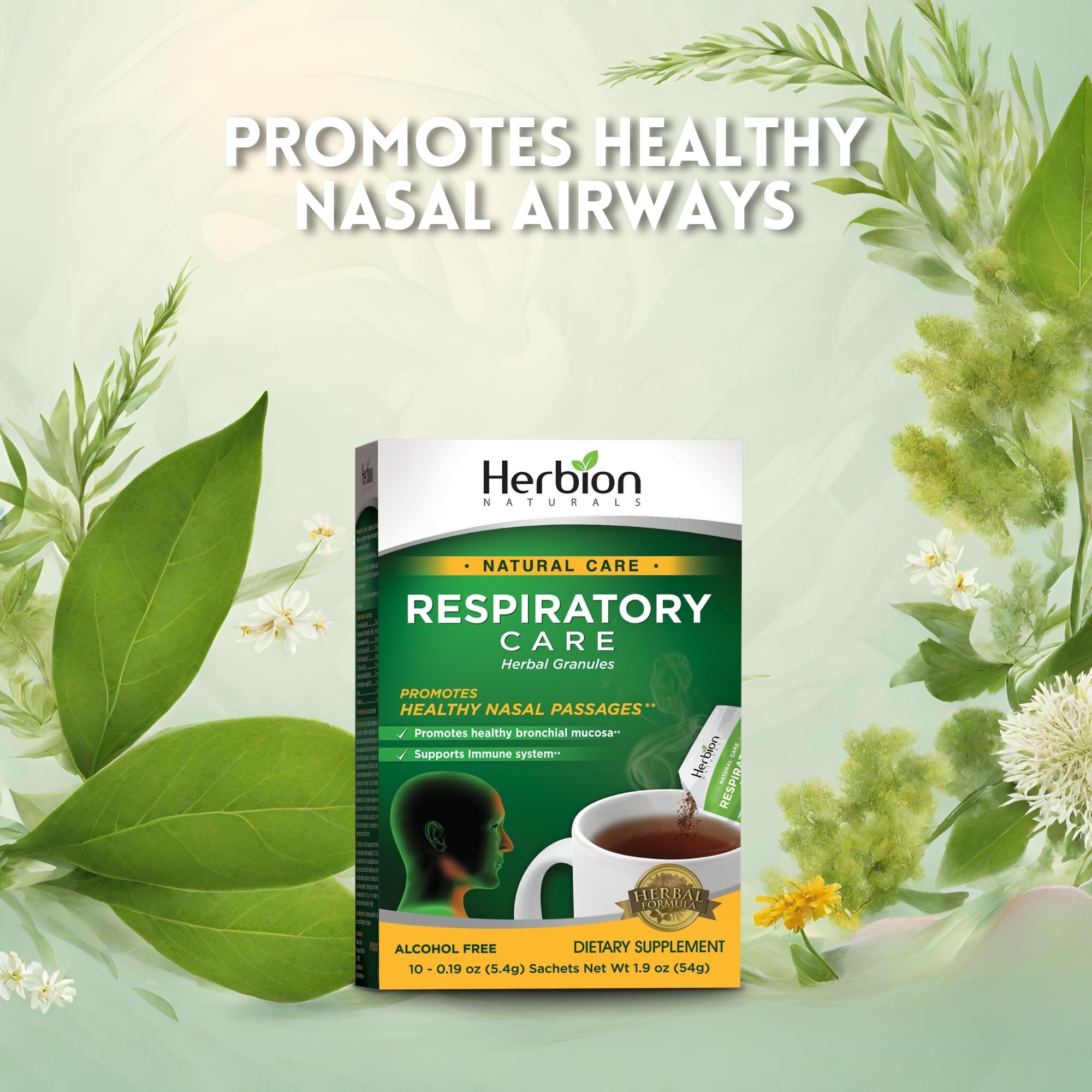 HERBION Naturals Respiratory Care Herbal Granules 10 Ct, for The Whole Family, Healthy Respiratory Function, Relieves Cough, 10 Count, Pack of 1