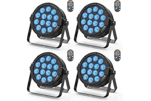RGBW 4-in-1 LED Par Lights, 80W Stage Lights with 0-100% Dimmer Professional DMX & Remote Control Sound Actived Auto, SEBRUANC Stage Uplighting for Events DJ Disco Wedding Party.