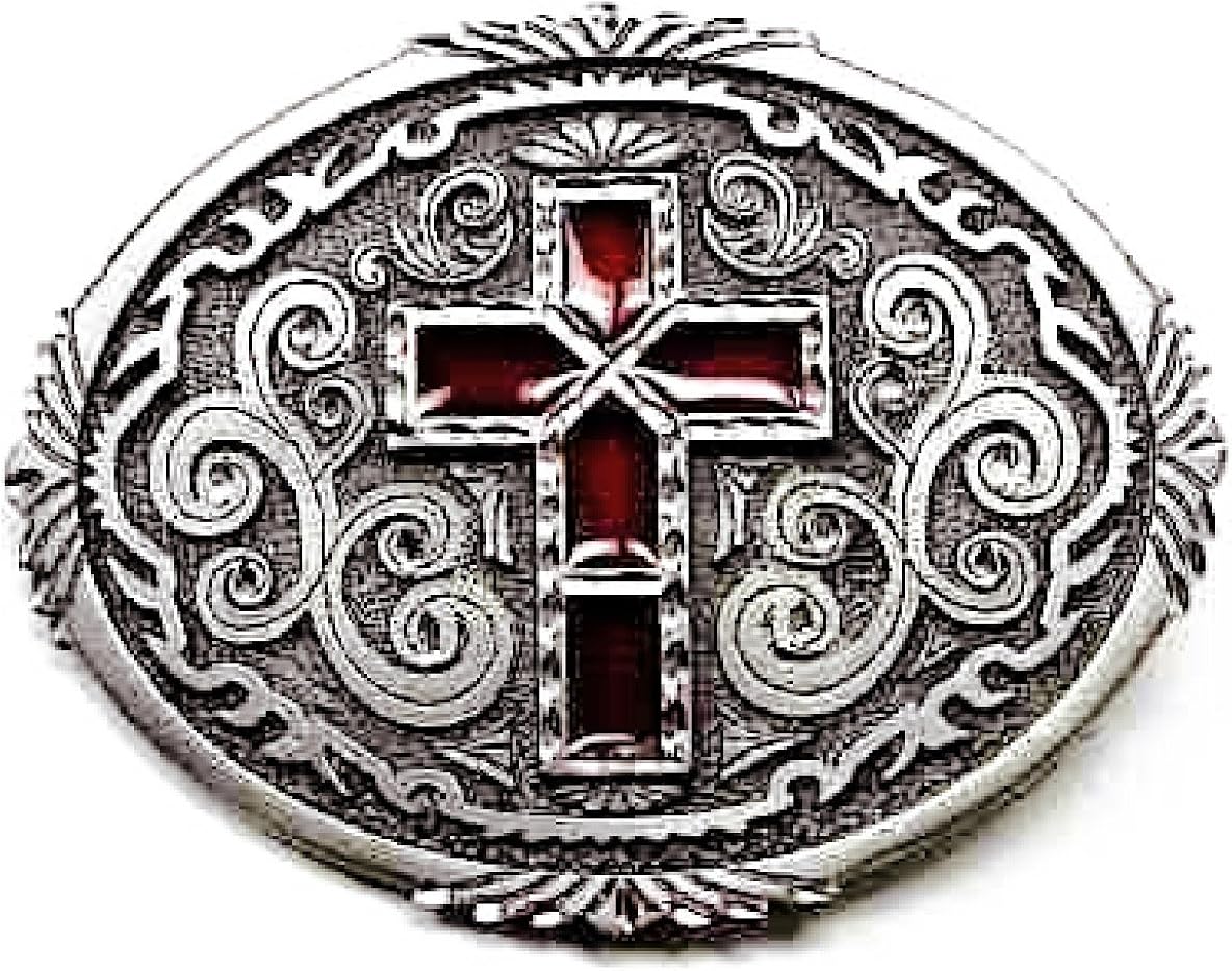 Diamondcut Red Enamel Cross Buckle,RELIGIOUS BUCKLE Clothing