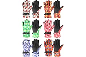 Bencailor 6 Pairs Kids Winter Gloves Waterproof Ski Gloves Boys Girls Warm Snow Snowboard Mittens for Cold Weather Unisex