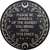 AWISZZZ Mindful Energy Metal Sign 8x8in Round Inspirational Plaque for Office Wall Decor Positive Gift