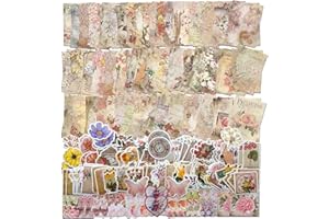 200 Pieces Vintage Ephemera Bundle Junk Journal Kit Scrapbook Supplies Paper Sticker Material Pack Scrapbooking kit for Art J