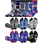 Halfchet 6 Pairs Novelty Italy Australian Flag Crew Socks for Men Traveler Souvenirs City Travel Gifts for Holiday Birthday
