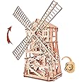 Wood Trick Windmill Rotating Mechanical Model - 3D Wooden Puzzles for Adults and Kids to Build - Engineering DIY Wooden Models for Adults to Build