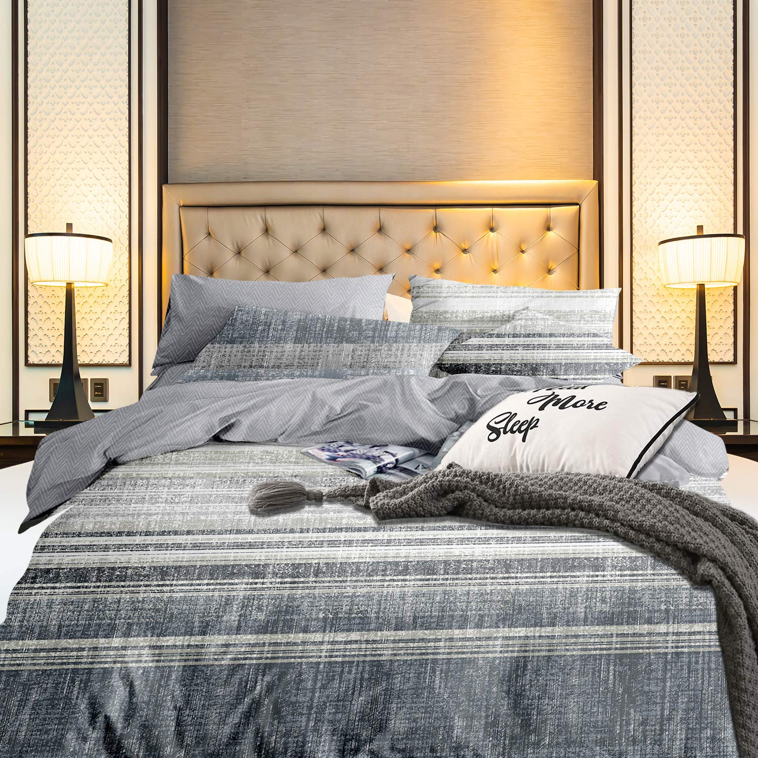 Trimming Shop King Size Ultra Soft Bedding Microfiber Duvet Cover with Zipper Closure with 2 Matching Pillowcases - Hypoallergenic Machine Washable Duvet Cover Set, Blue