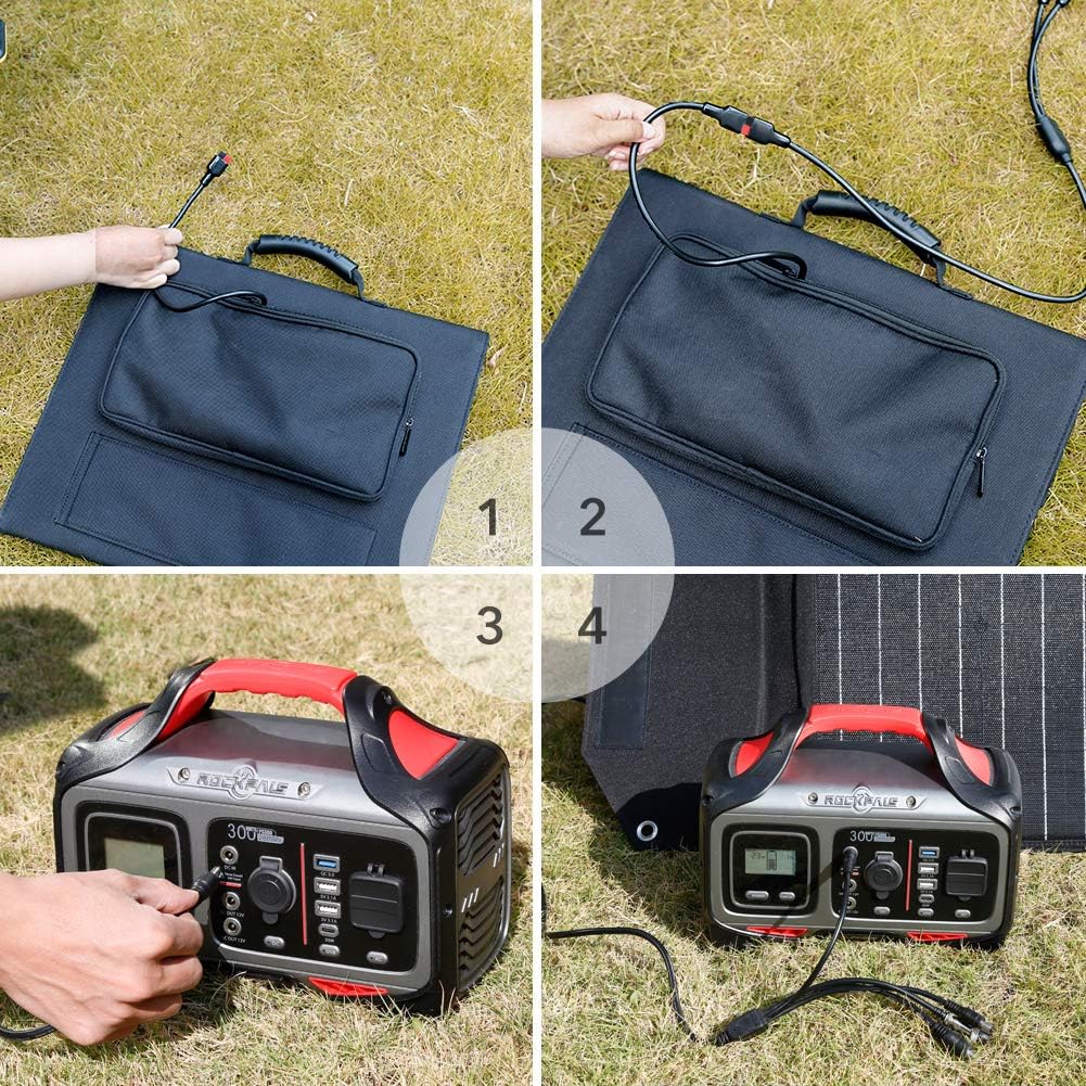 ROCKPALS RP081 60w Portable Solar Panel with Parallel Cable, Kickstand, USB-C and QC 3.0, Upgraded Foldable Solar Panel Charger for Jackery Power Station : Electronics