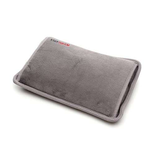 StayWarm Rechargeable Electric Fleece Hot Water Bottle, Bed/Hand Warmer/Heat Pad, 5 Hours use, Soothing, Relaxing Targeted Heat Therapy - Grey - F2881GR