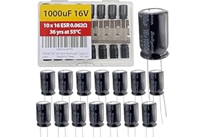 EEEEE 1000uF 16V 10x16mm Rubycon Electrolytic Capacitor Low ESR 0.062Ω Long Life 36yrs at 55 Degree C mfd mircofarad Micro Farad Radial Lead Aluminum Capacitors (Pack of 15)