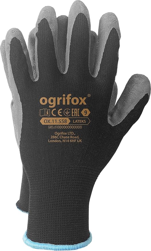 Ogrifox Latex Coated Knitted Gloves 240 Pairs Size 710 Protective