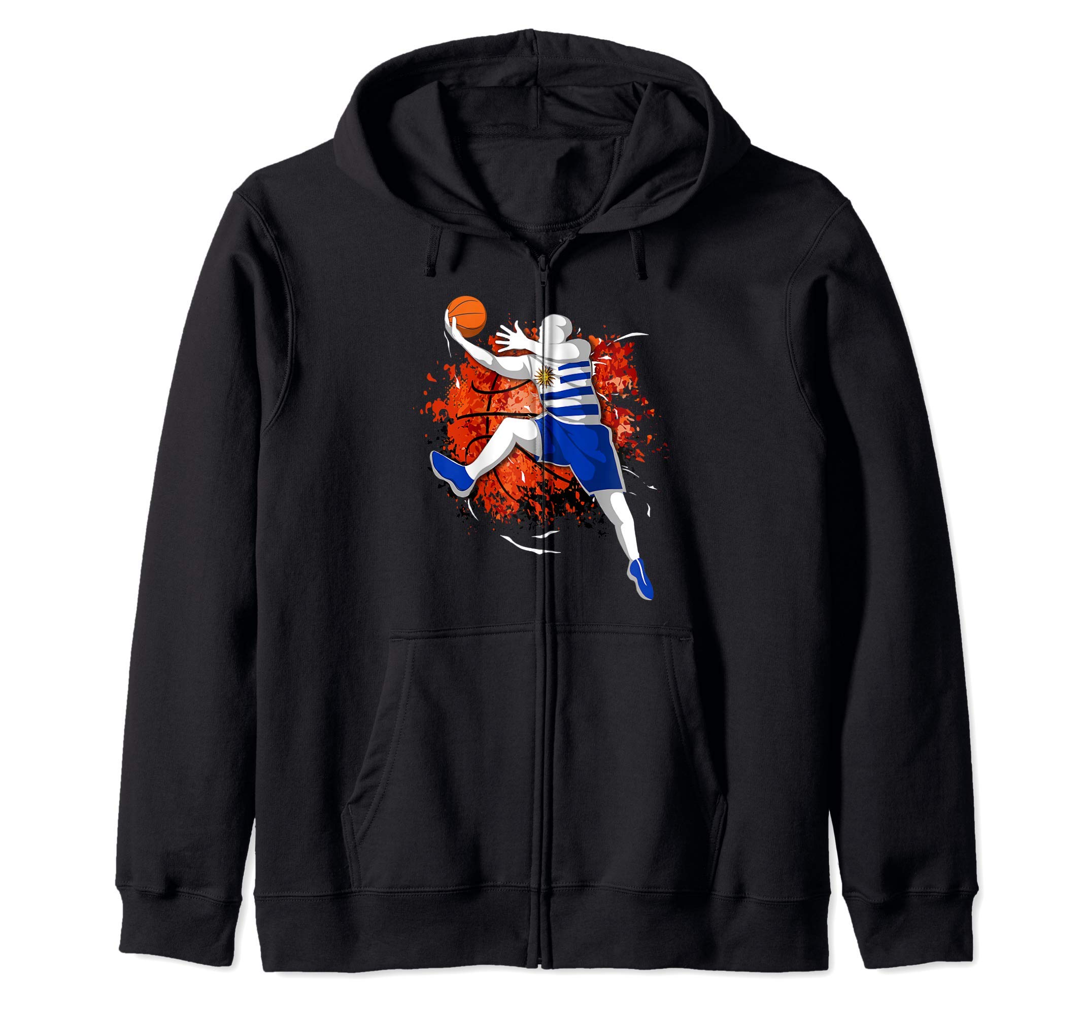 Proud Uruguay Basketball Lover Uruguayan National Flag Sport Zip Hoodie