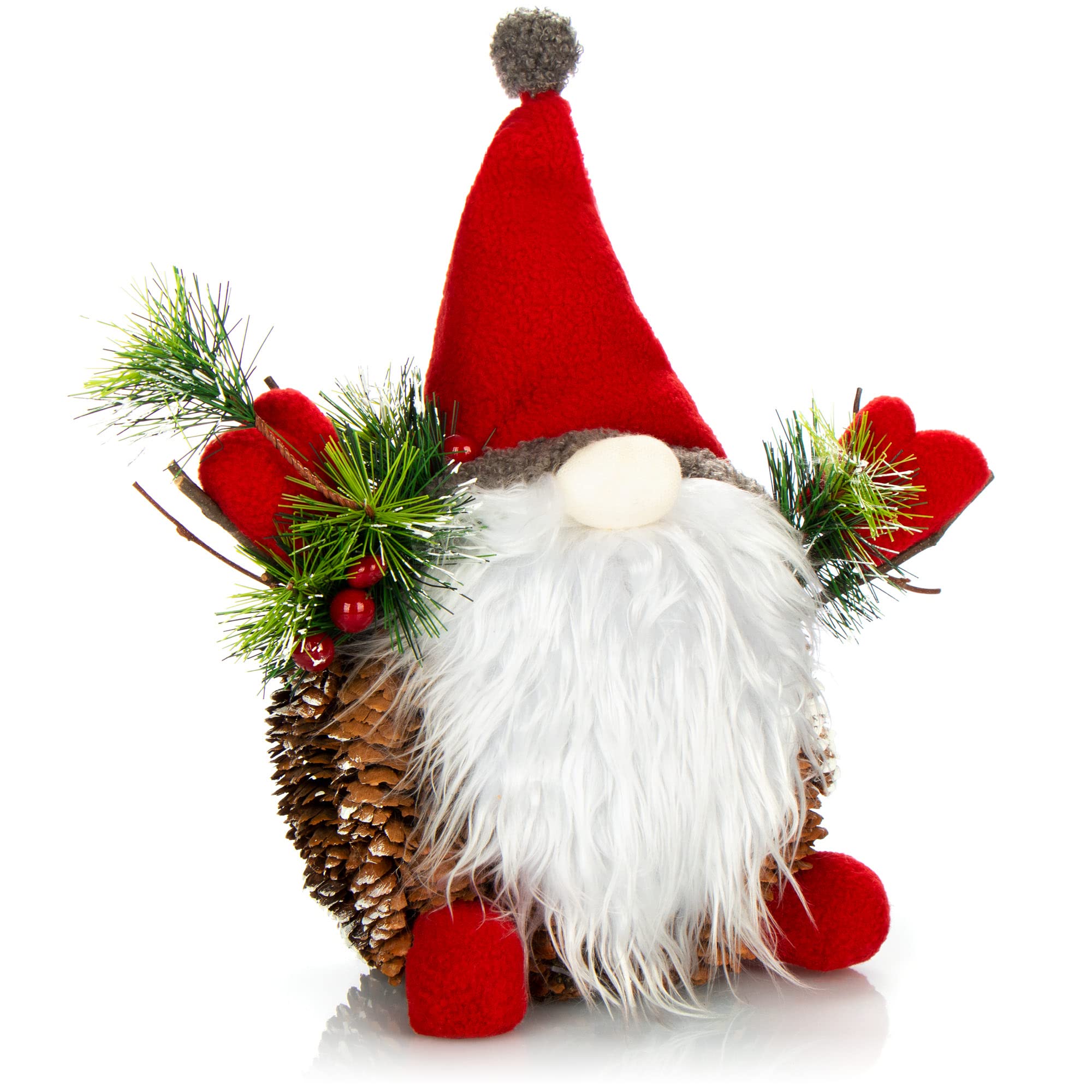 com-four® Santa Claus figure size XL, wintry Santa Claus figure with pine cones, Christmas decorations, gorgeous table decorations for Advent (Santa XL red green)