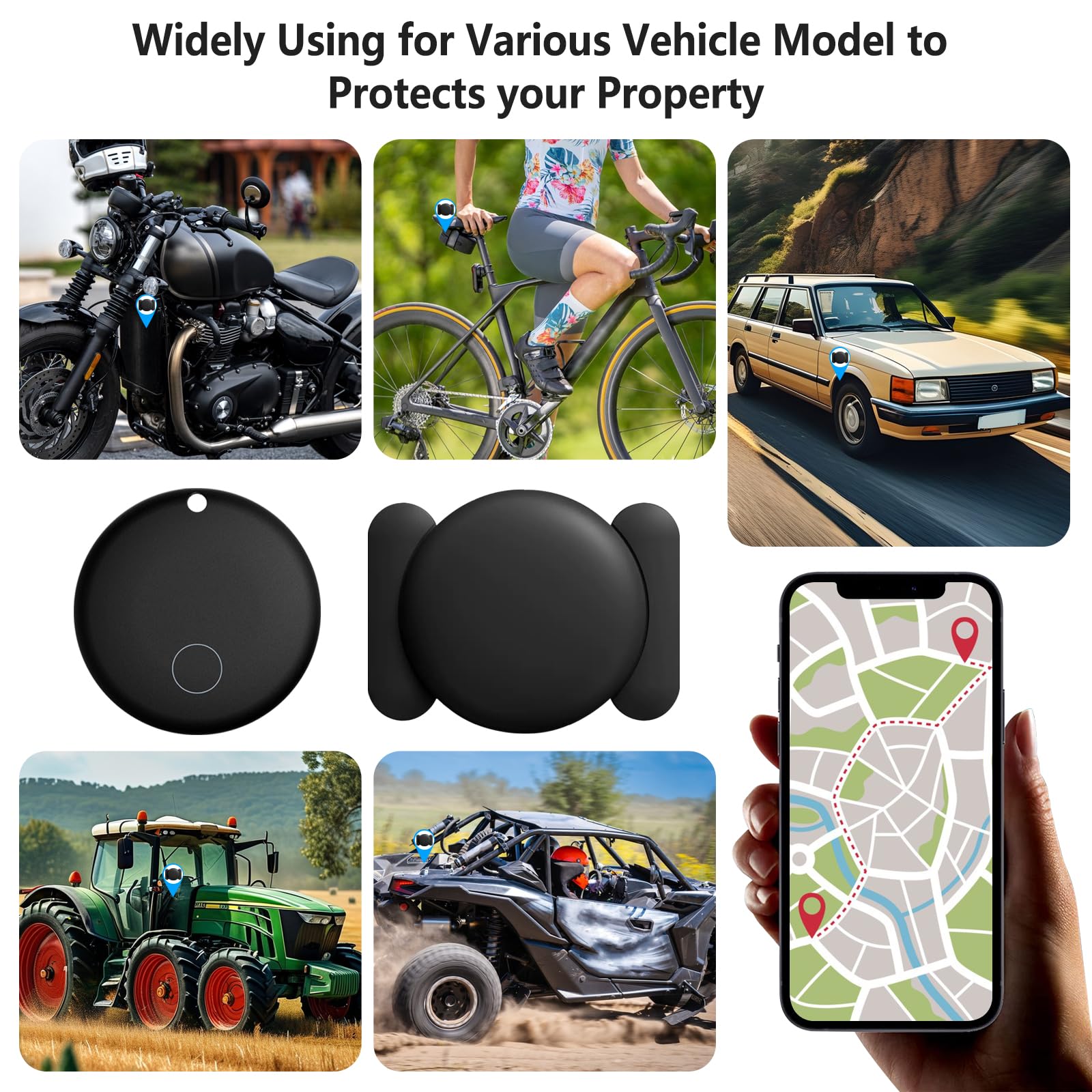 GPS Car Tracker 2025,Mini GPS Tracker for Vehicles,Hidden Real-timeTracking with Magnetic Case for Motorcycle/Truck,Work with Find My(iOS Only),No Subscription/No Monthly Fee/No SIM Card-Black