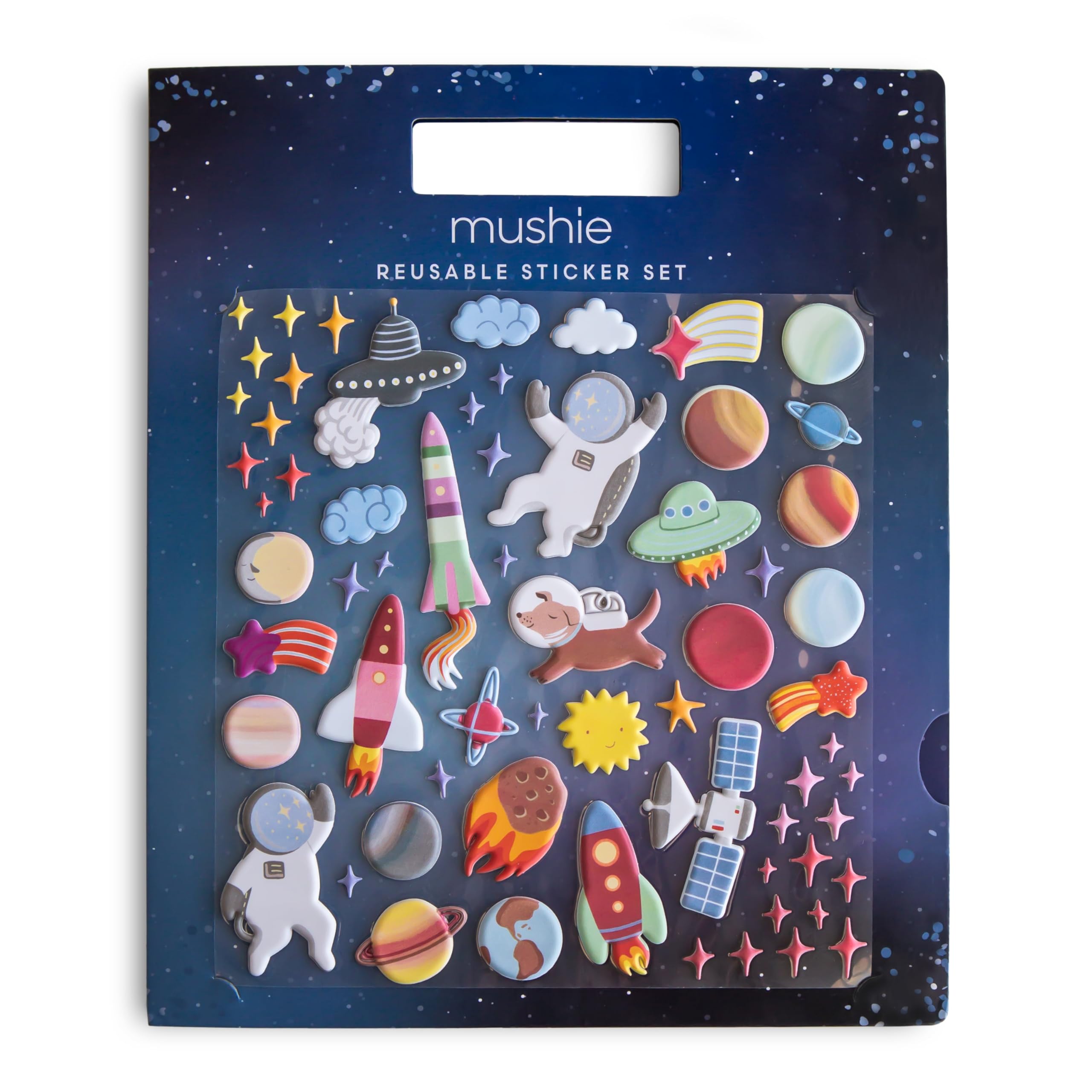 Mushie Reusable Sticker Book Set (Space) | Removable Puffy Stickers | Arts & Crafts Activity for Kids