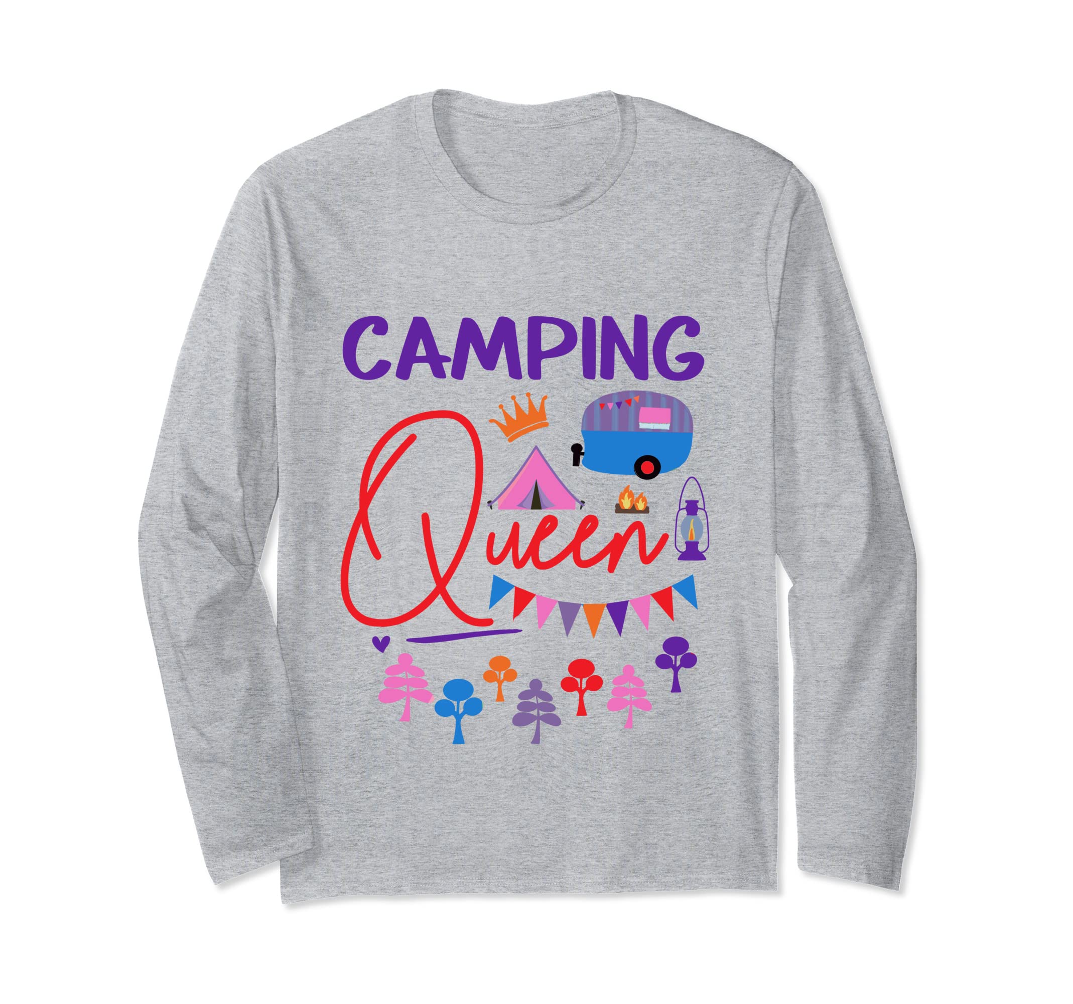 Camping Queen Cute RV Love Glamping Squad Fun Camping Life Long Sleeve T-Shirt