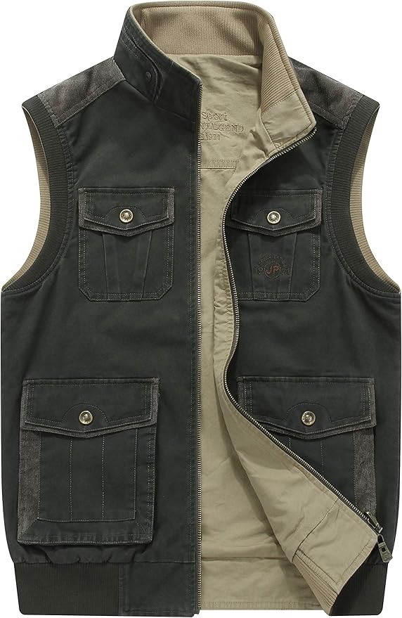 TMHOO Men's Classic DoubleSided Military Vest Gilets Outdoor Multi