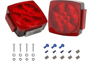 PEAKTOW Square 12V LED Submersible Left and Right Trailer Lights, Stop Turn Tail Side Marker License Lights for Utility Trail