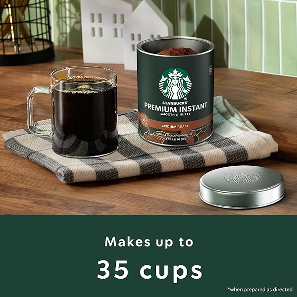 STARBUCKS PREMIUM INSTANT COFFEE, MEDIUM ROAST COFFEE, ARABICA BEANS, 3.17 OZ