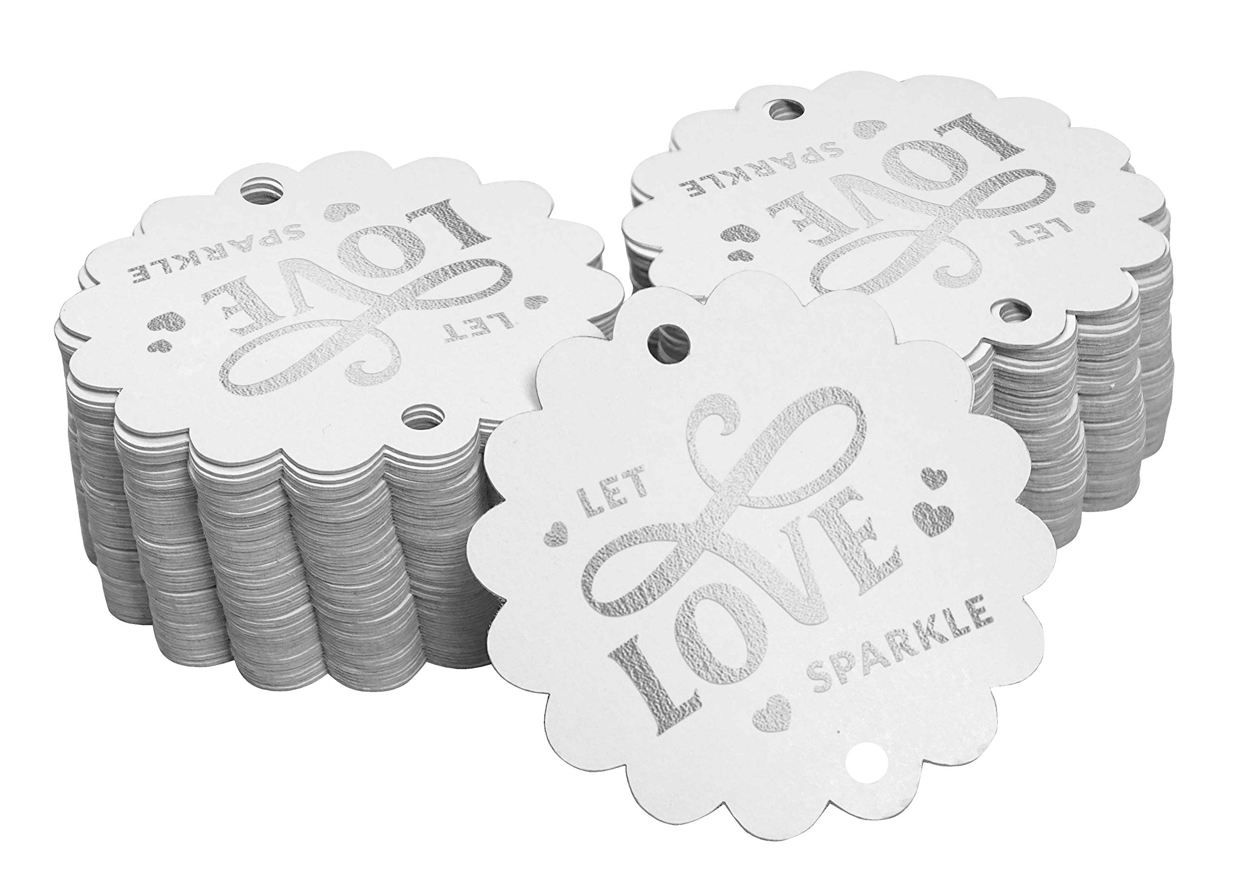 Inkdotpot Pack Of 100 Real Silver Foil Paper Tags Let Love Sparkle Wedding Favor Hang Tags