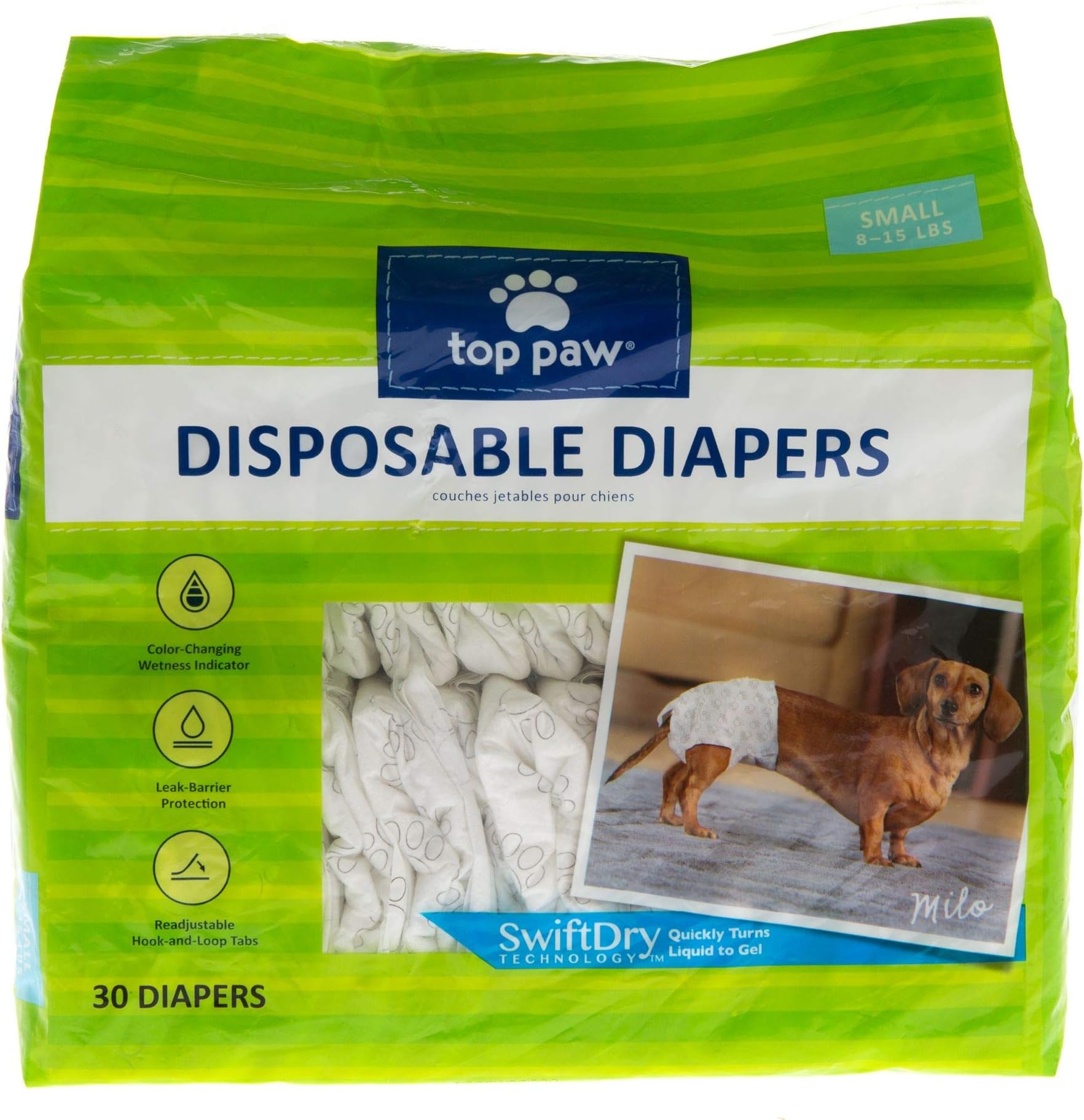 TOP PAWDisposable Dog Diapers - 30 Pack - Small