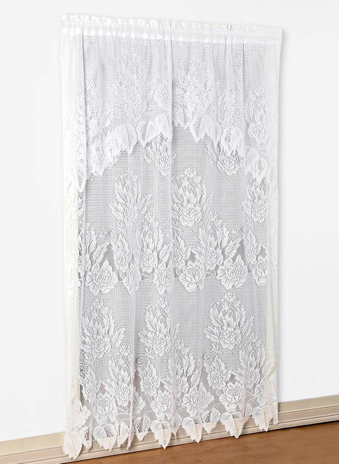 Carol Wright Gifts Lace Panel with Valance, White, Size 60