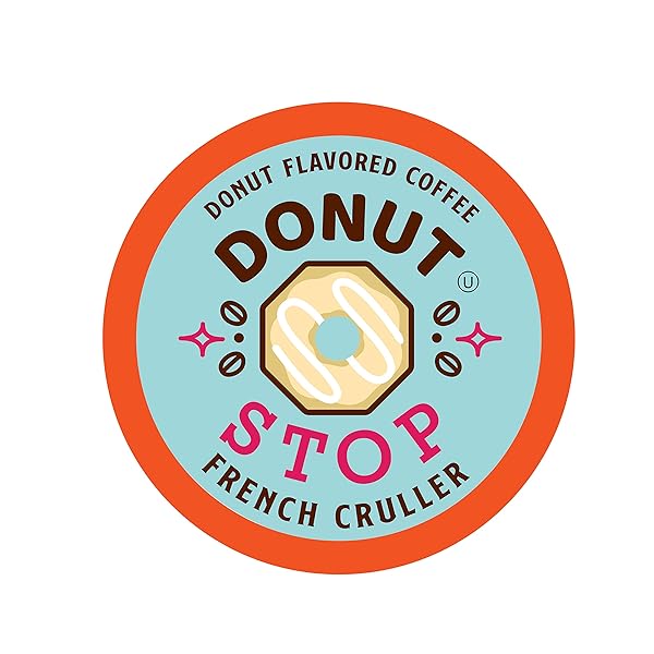 DONUT STOP FLAVORED COFFEE PODS, COMPATIBLE WITH 2.0 K-CUP BREWERS, FRENCH CRULLER DONUT FLAVOR, 40 COUNT