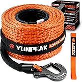 Synthetic Winch Rope Kit, 1/2" x85 ft 32500LBS Winch Cable Replace Kit, with Protective Sleeve, Heavy Duty Hook, Safety Pull Strap for Off-Road 4x4 Vehicles SUV Jeep(Orange)