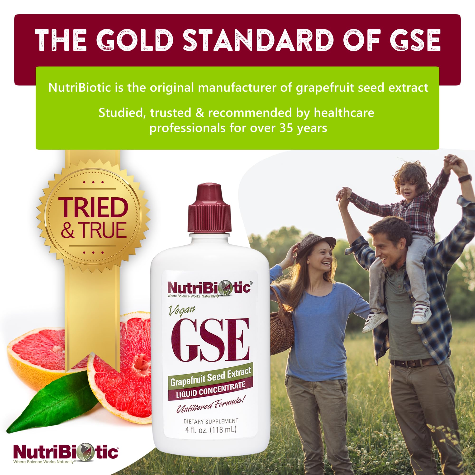 NutriBiotic – GSE, 4 Oz Liquid | The Original Grapefruit Seed Extract Premium Concentrate with Bioflavonoids | Vegan, Gluten Free, Non-GMO