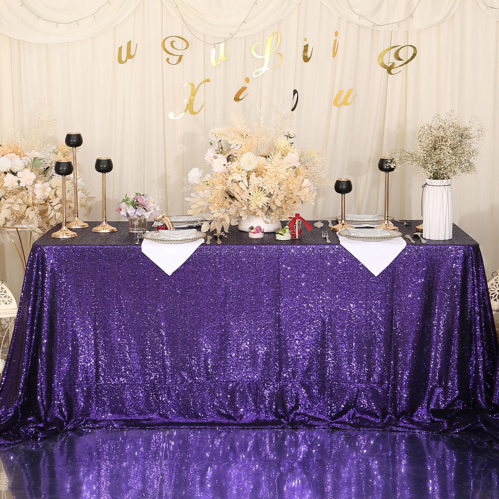 Eternal Beauty Sparkly Rectangle Sequin Tablecloths 127X180cm Wedding Party Banquet 50x80inches Rectangle