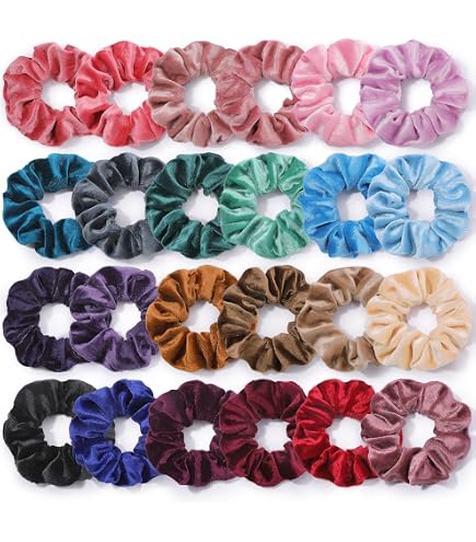 Amazon.com : Tatuo 24 Pieces Rainbow Hair Scrunchies Elastic  display picture 1