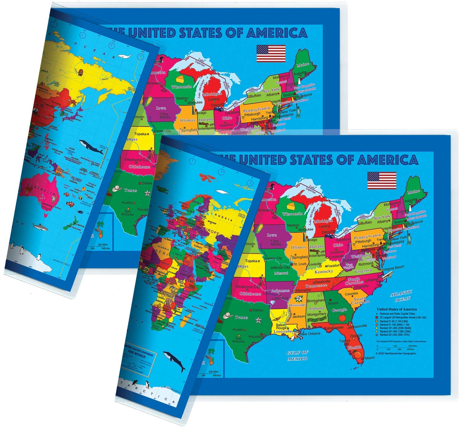 2-Sided Desk Map with Durable Lamination
