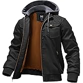 KVE Men's Faux Leather Jacket Waterproof Motorcycle Bomber Jacket Vintage PU Moto Biker Coat