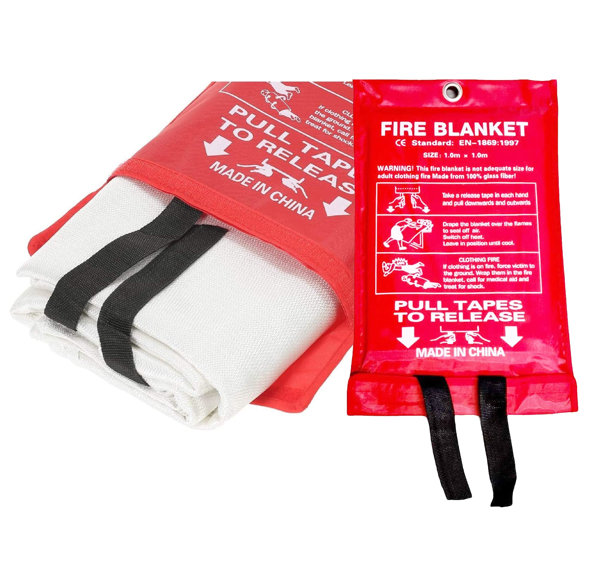 Fire Blanket Easy & Quick Unfolding Emergency Fire Blanket Large Fire Blanket For Home, Kitchen, Garage, Office, Caravan, Car, Warehouse 1m x 1m Soft Case Fire Blanket HTUK®