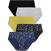 dailyhao Women's Cotton Underwear Hi Cut Panties for Women Solid Briefs Soft Stretchy Ladies Underpants (5-pack)