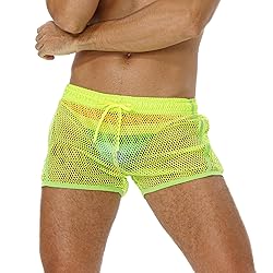 FIROTTII Mens Mesh Shorts Sexy Boxers See Through