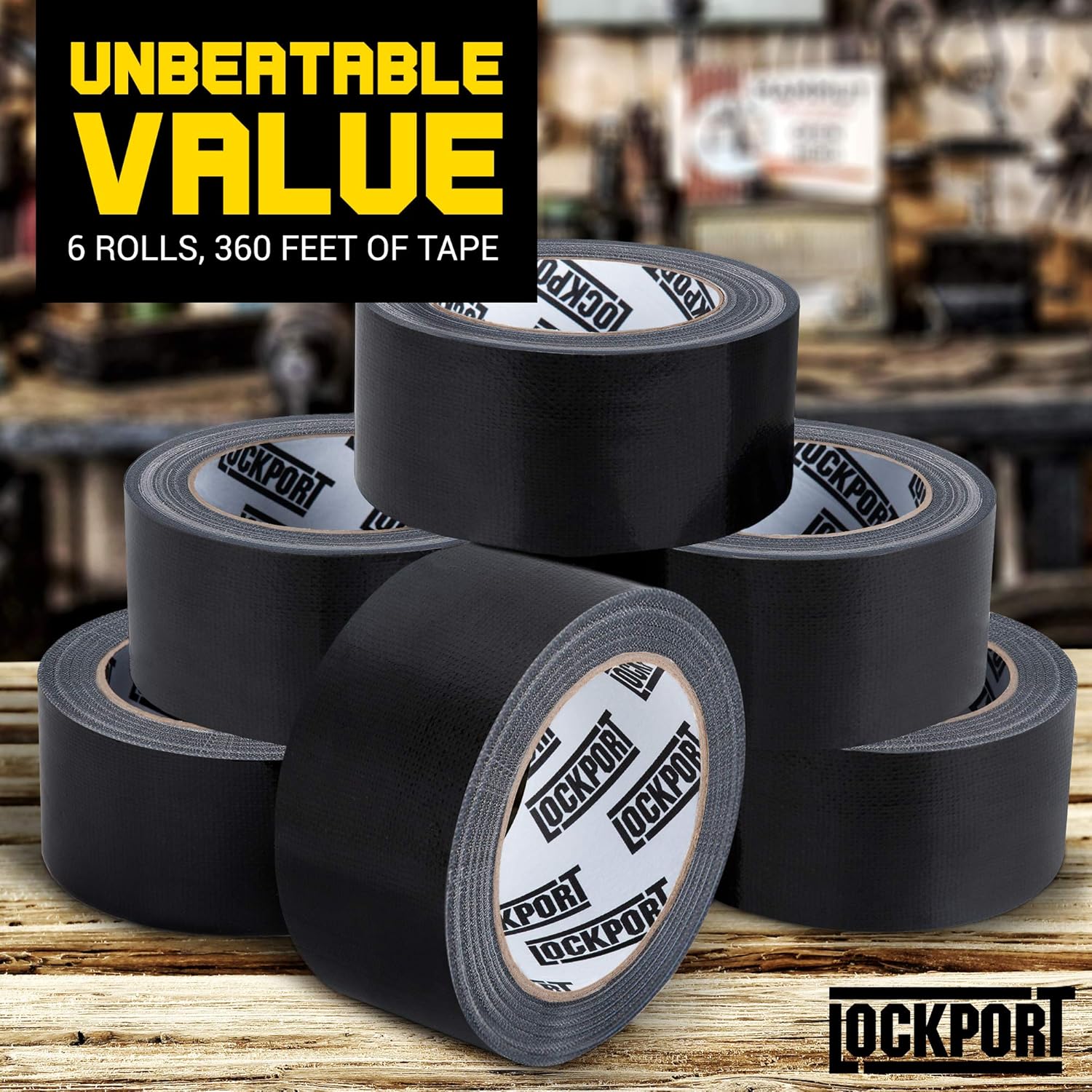 Heavy Duty Black Duct Tape - 6 Roll Multi Pack - 20 Yards x 2 Inch - Strong, Flexible, No Residue, Waterproof and Tear by Hand - Bulk Value for Do-It-Yourself Repairs and Professional Use: Industrial & Scientific