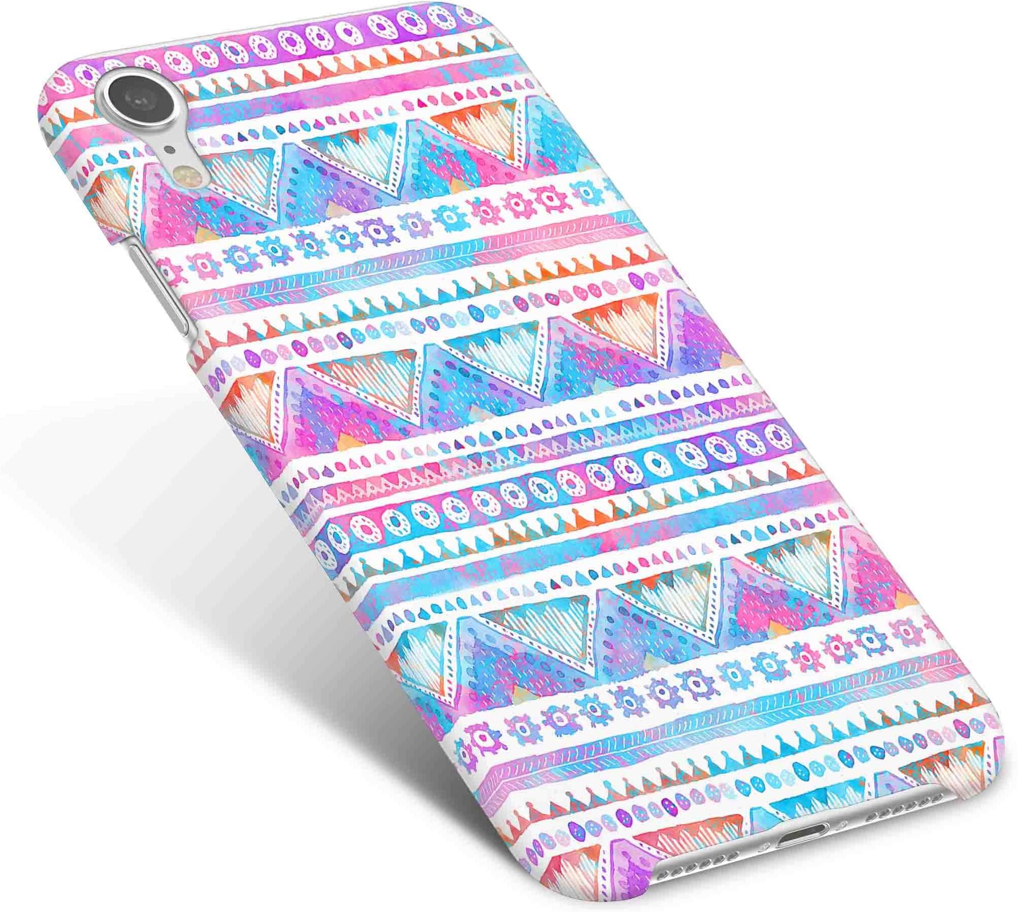 Cover Affair Aztec Printed Designer Hard PC Slim Light Weight Back Cover Case Compatible with Apple iPhone Xr/iPhone 10r (Blue & Pink & Purple) (G5-D8)