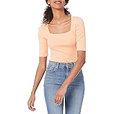 Amazon Essentials Women's Slim-Fit Half Sleeve Square Neck T-Shirt