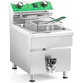 NUPANT 12.7 QT Commercial Fryer Electric Deep Fryer with Basket and Lid,Commercial Deep Fryer with Oil Filtration and Timer, Stainless Steel DEEP FRYER Countertop Fryer for Home Restaurant 110V/1750W