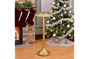 SwallowLiving Modern Side Table, 9 x 9 x 23.23, Antique Gold, Elegant Accent Table for Living Room or Bedroom